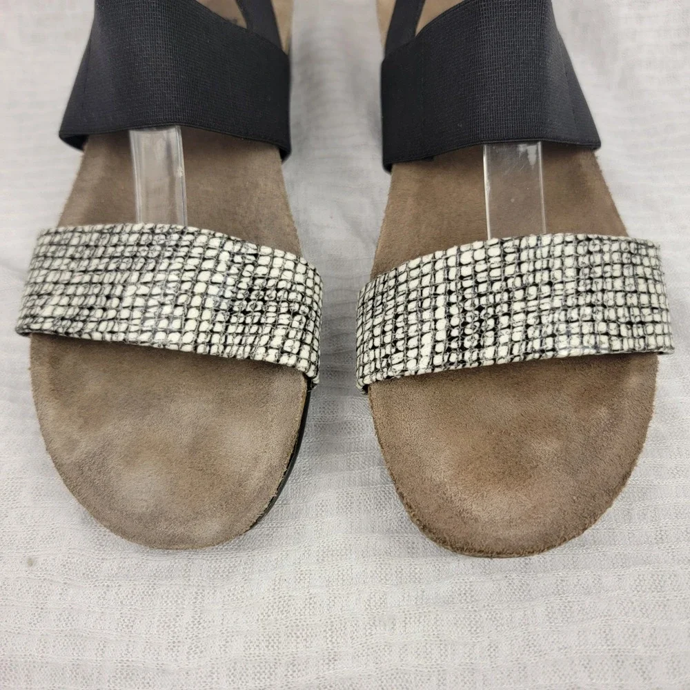 Munro American Sandals‎ Womens Size 8 Black White Snake Elastic Straps Summer